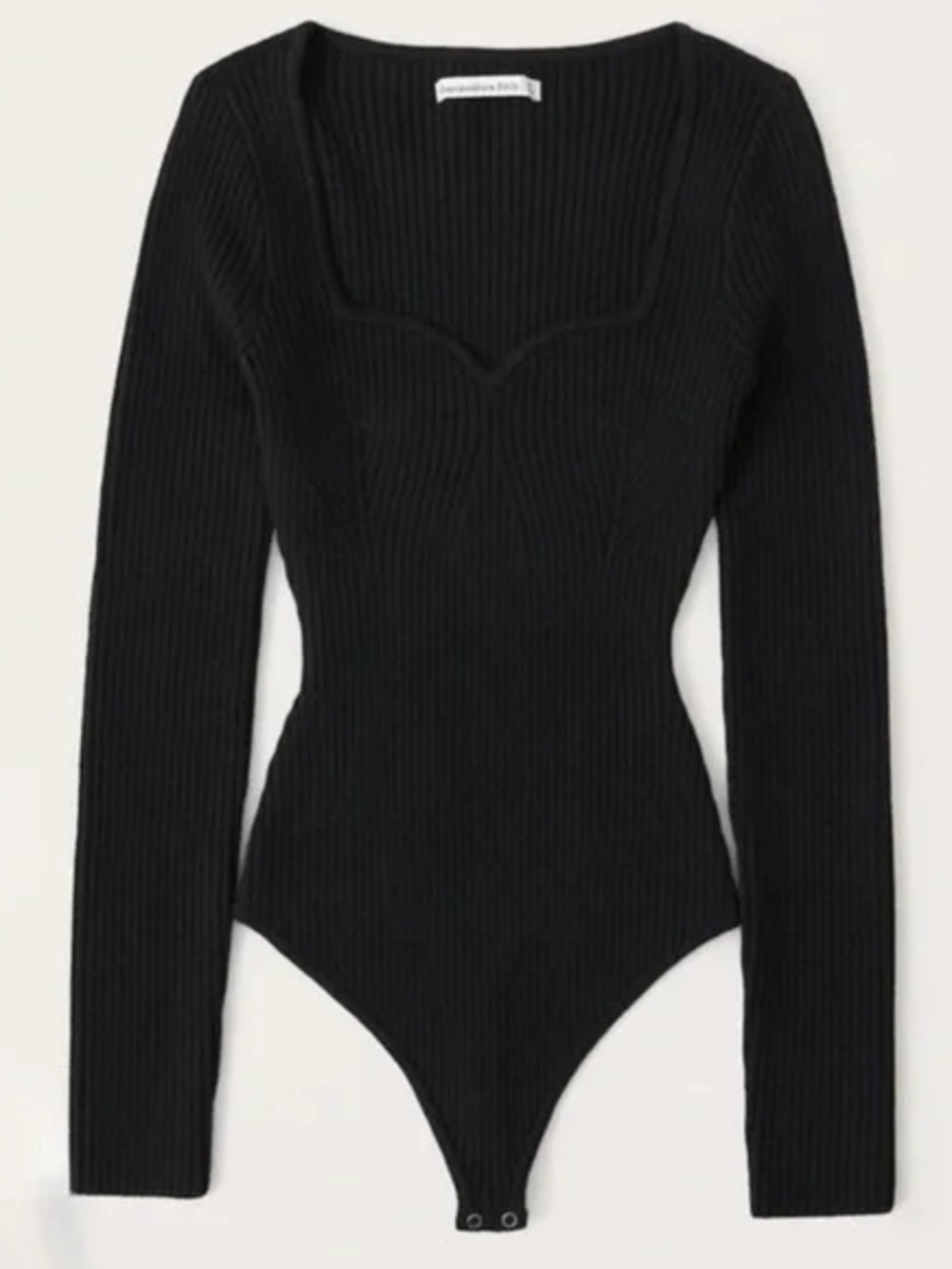 Abercrombie & Fitch Black Ribbed Long Sleeve Bodysuit